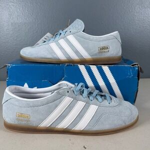 Adidas Gazelle Lo Pro W Clear Sky Blue White Gum Suede Sneakers Mens 8 W 9
